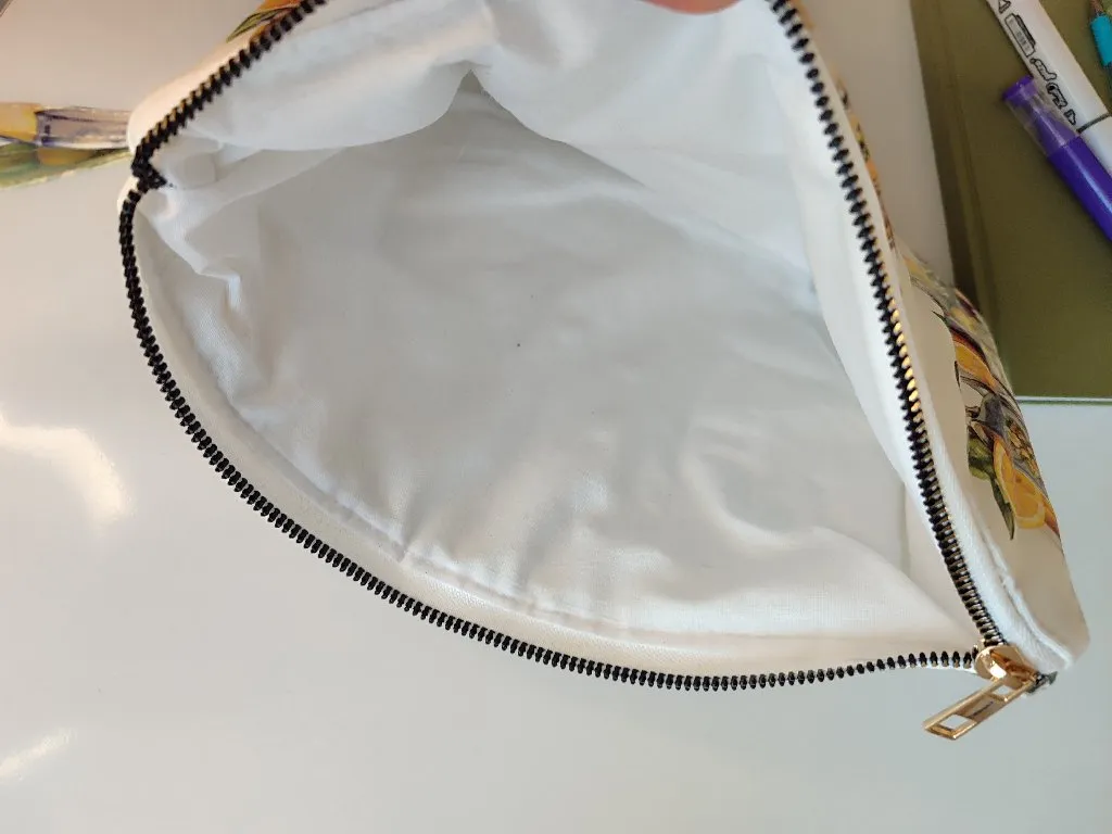 Limon Desenli Duck Keten Kapitone 2'li Çanta Seti - El Yapımı