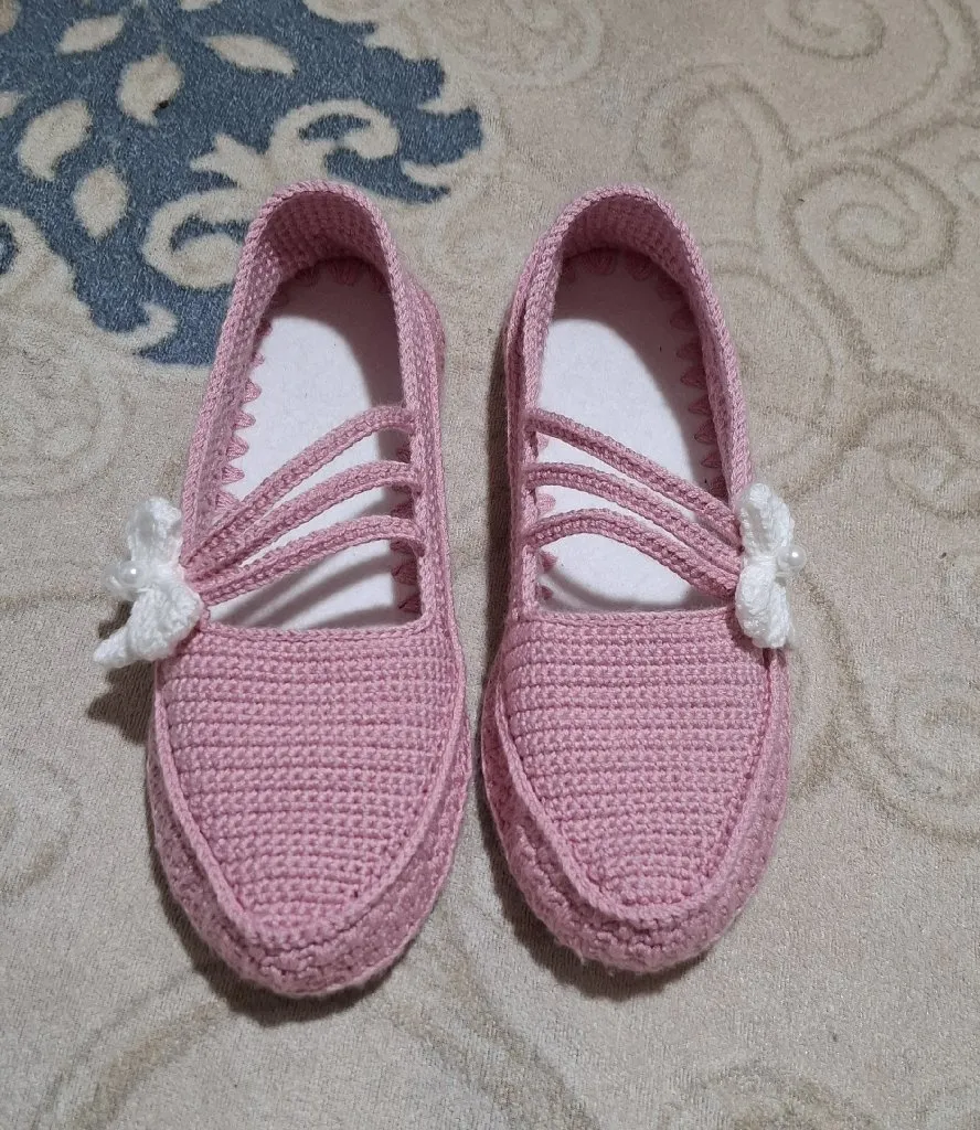 Pembe Örgü Ev Babet - Şık Tasarım, Özel Günlük Kullanım - El Emeği