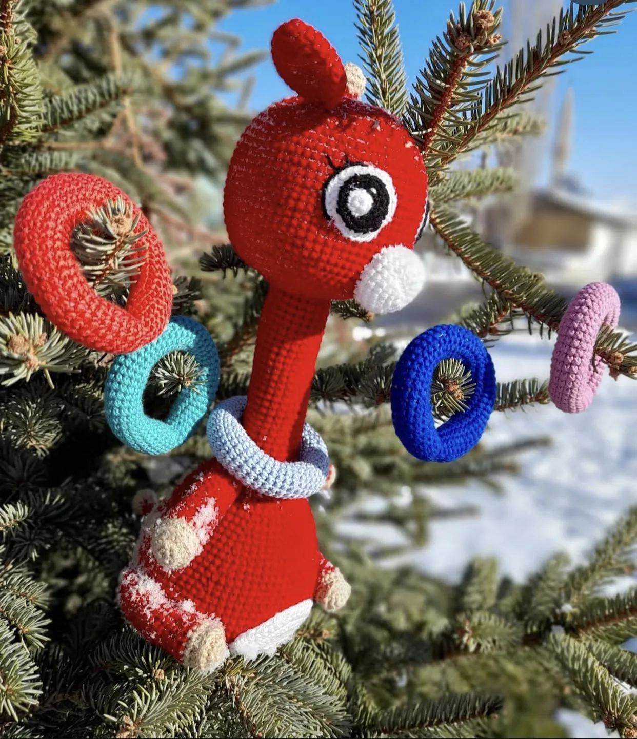 Kırmızı Örgü Oyuncak Zürbik - Eğitici ve Motor Geliştirici