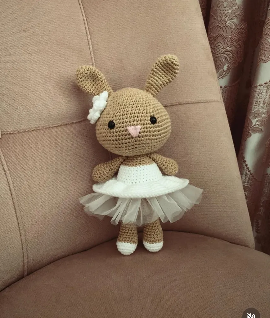 Örme Balerin Tavşan Kız Bebek Oyuncak - 22 cm Boyunda