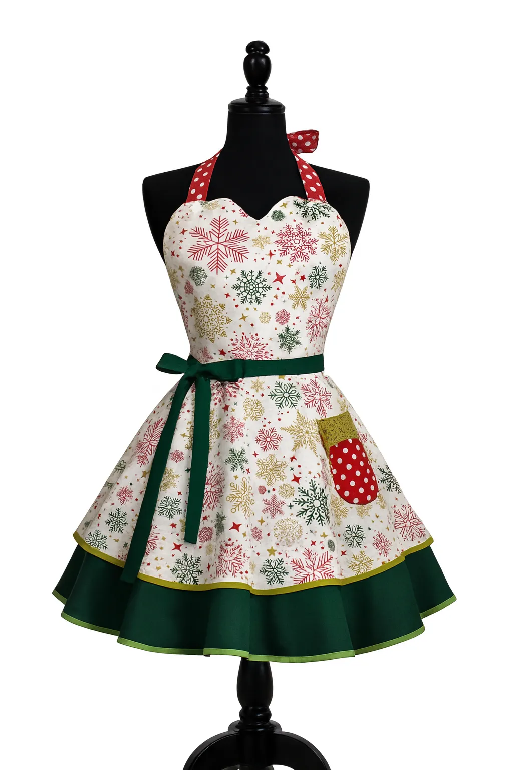 Kar Tanesi Desenli Keten Sweetheart Mutfak Önlüğü – DVRDESIGN