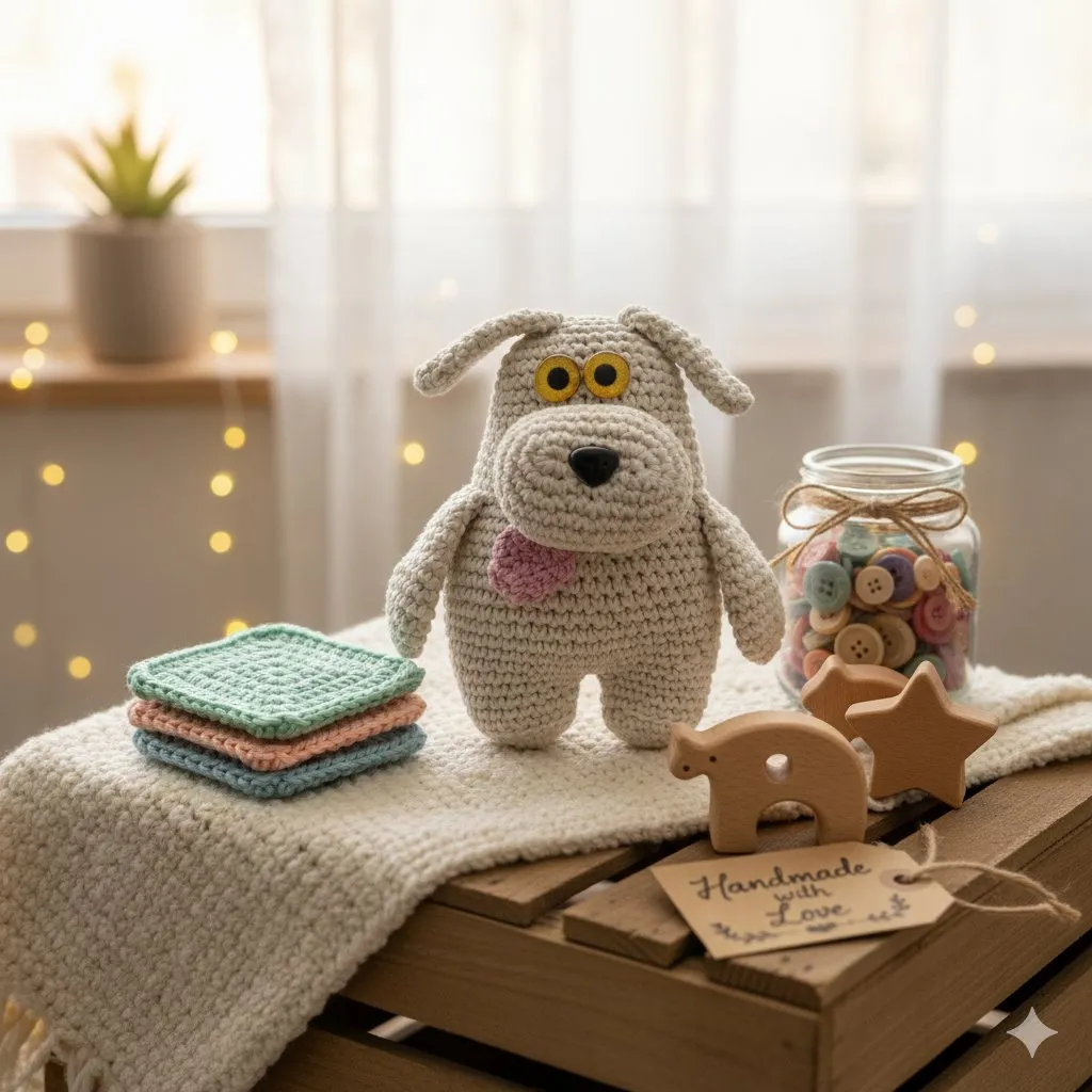 Örme Şaşkın Köpek Amigurumi Oyuncak - El Emeği Hediyelik