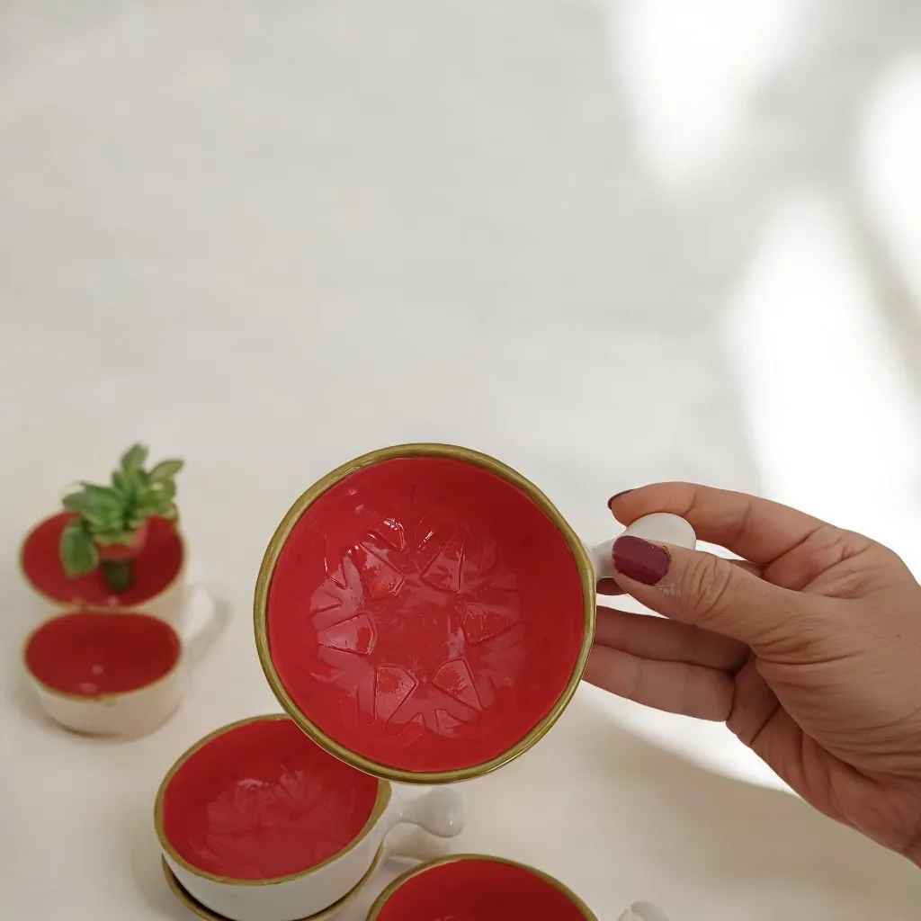 Seramik Kar Tanesi Desenli Çerezlik Takımı - Yılbaşı Temalı 4'lü