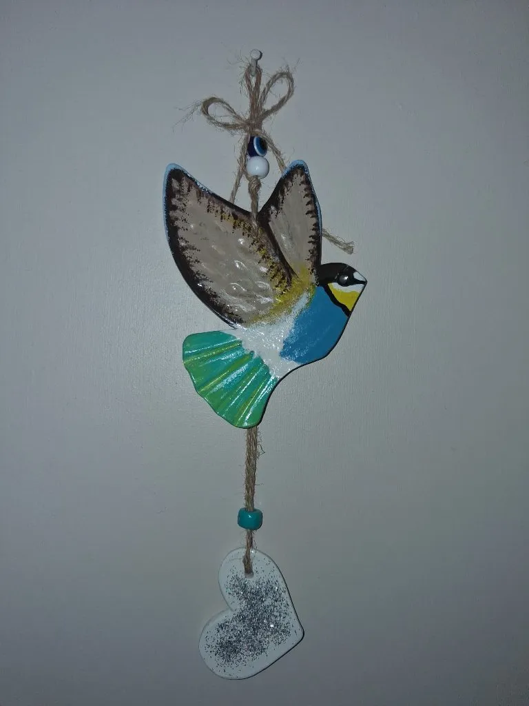 Seramik Kuş Duvar Süsü - Kahverengi ve El Yapımı Dekoratif Obje