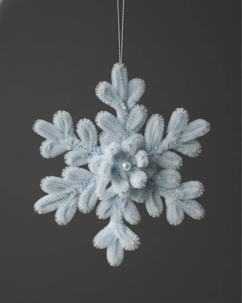 Buz Rengi Şönil Kar Tanesi Süs - Yılbaşı Ağacı Dekorasyonu 3 Adet