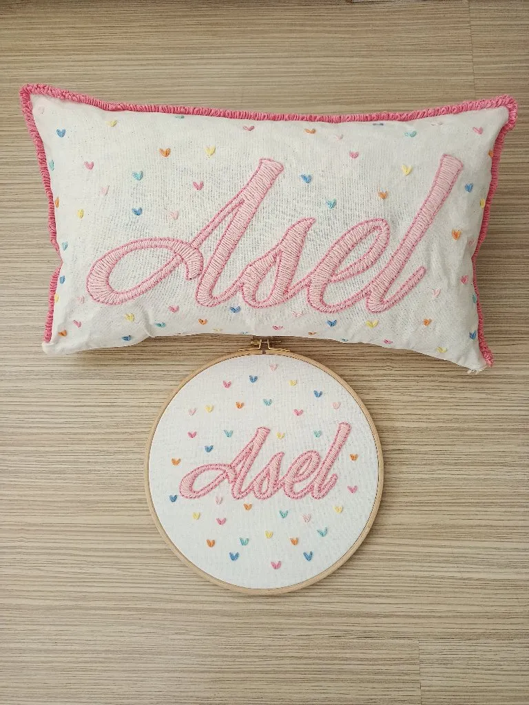 Nakışlı Takı Yastığı ve Pano Seti - İstenilen İsim Yazılabilir