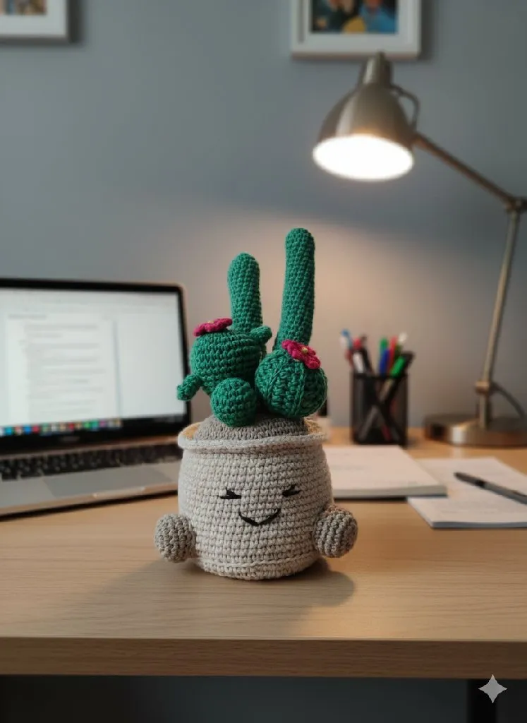 Örgü Kaktüs Saksı - Dekoratif, Sevimli ve Kişiye Özel Hediye