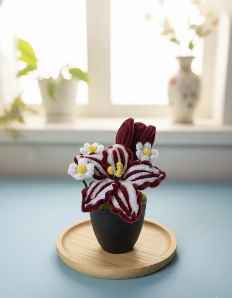 Şönil Kış Harmanı Bordo Beyaz Aranjman