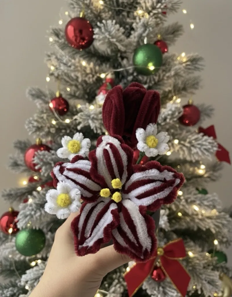 Şönil Kış Harmanı Bordo Beyaz Aranjman