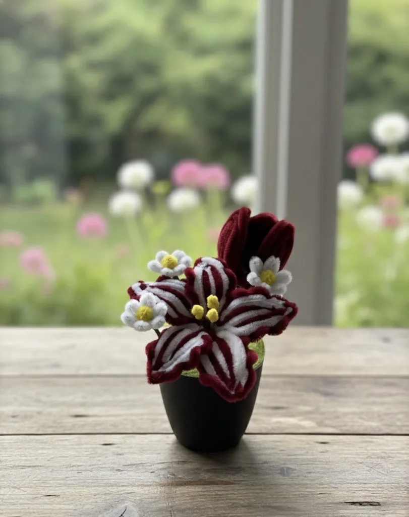 Şönil Kış Harmanı Bordo Beyaz Aranjman