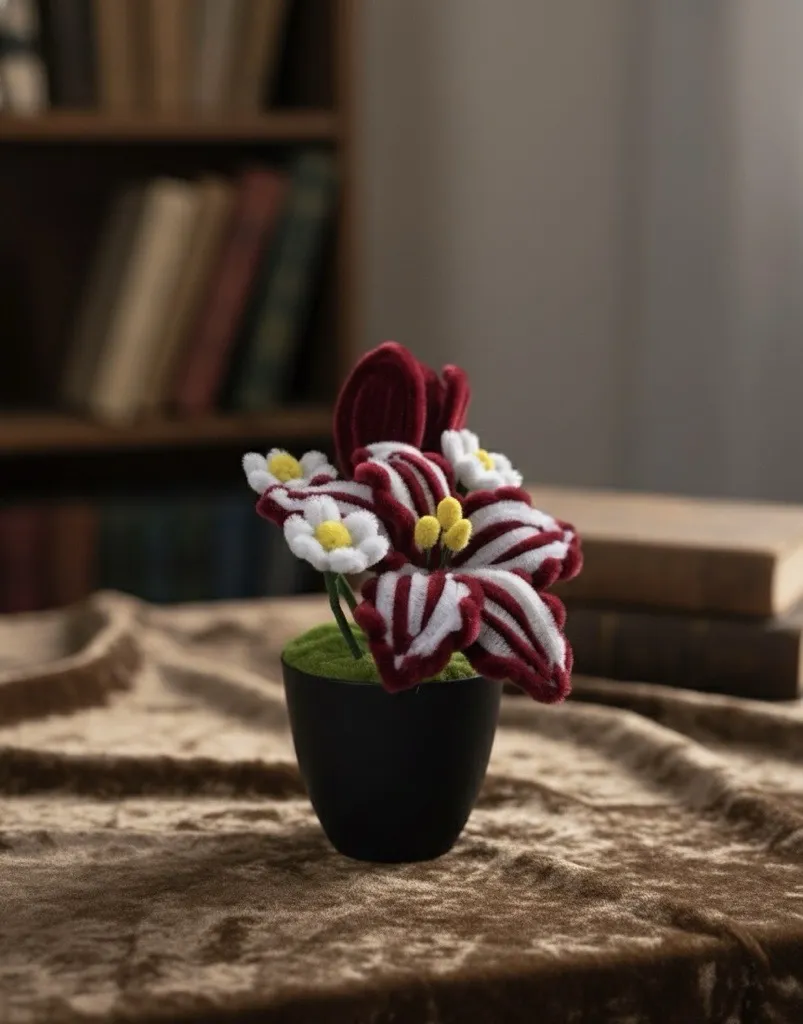 Şönil Kış Harmanı Bordo Beyaz Aranjman