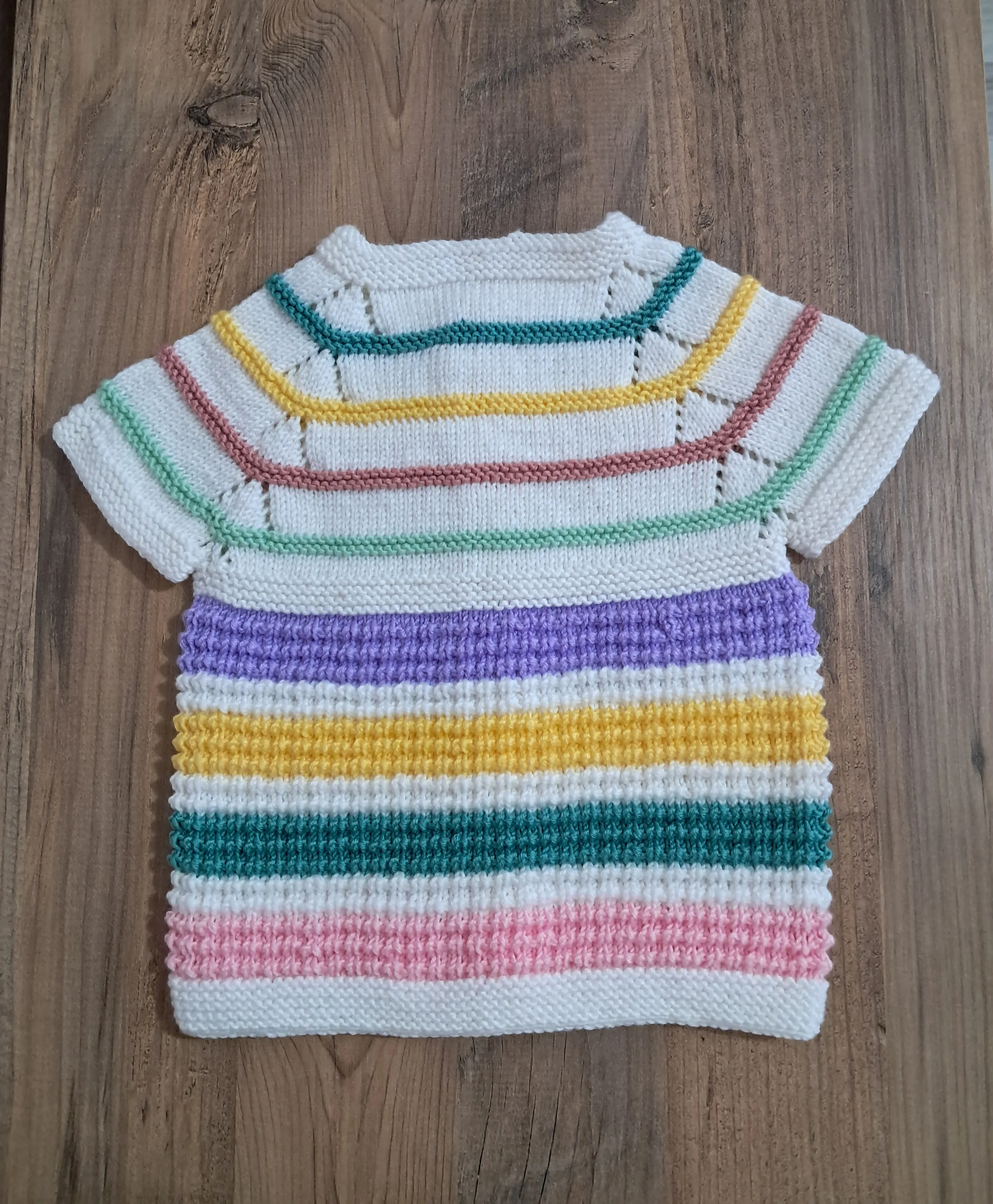 Kız Çocuk 1-2 Yaş Düğmeli Renkli Örgü Yelek - El Emeği