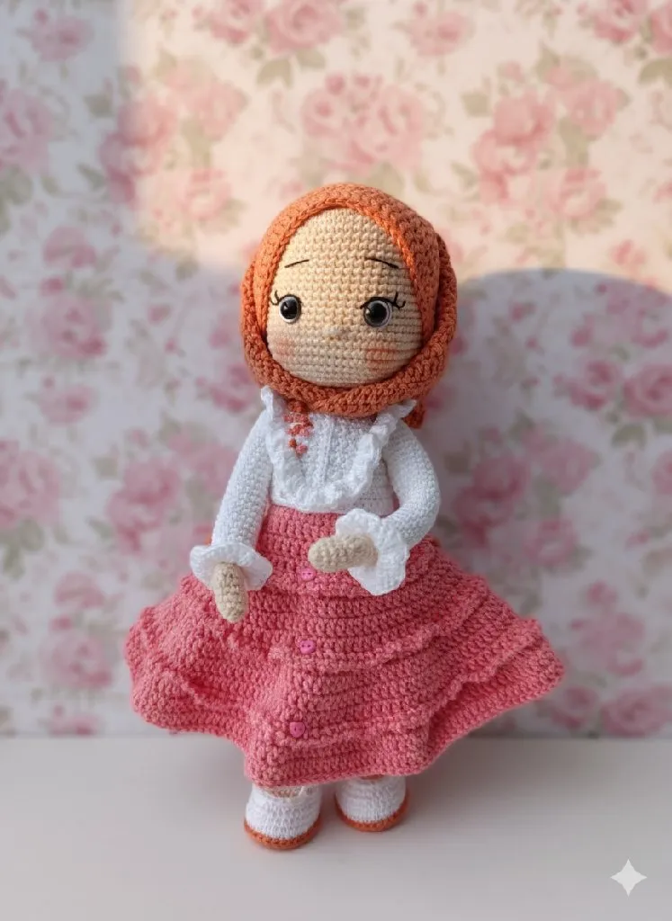 Örgü Bebek - Beyza Tesettür Bebek - 25 cm - El Emeği