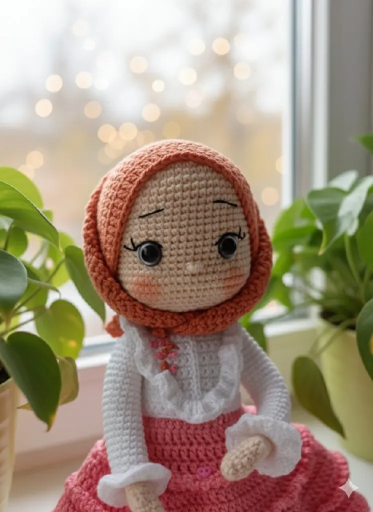 Örgü Bebek - Beyza Tesettür Bebek - 25 cm - El Emeği