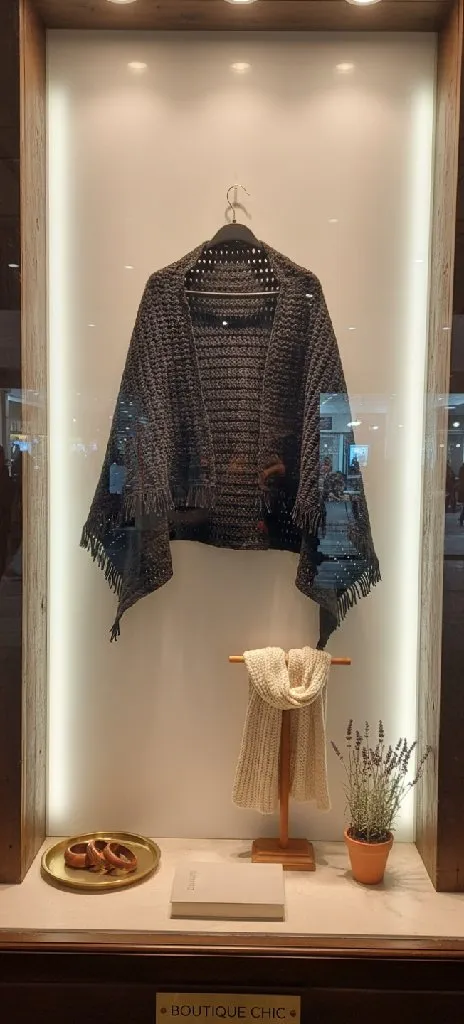 Siyah Örgü Şal - Püsküllü, Sıcak Tutan, Yumuşak Dokulu - El Emeği