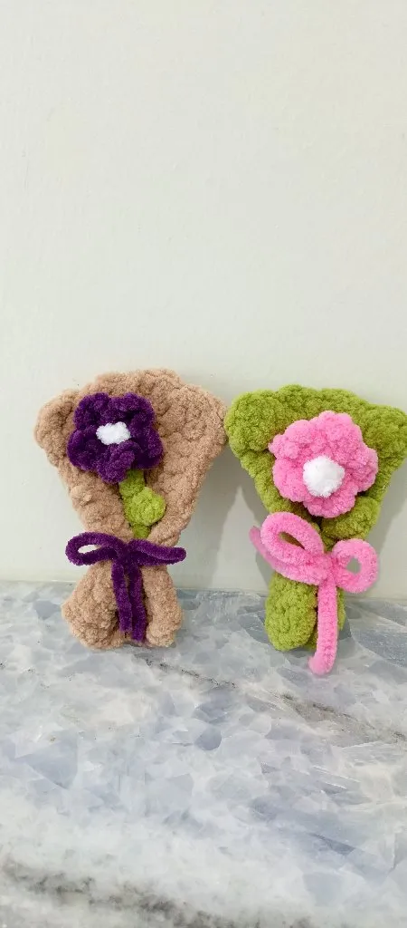 Peluş Çiçek Buketi Anahtarlık Seti - El Emeği Hediyelik