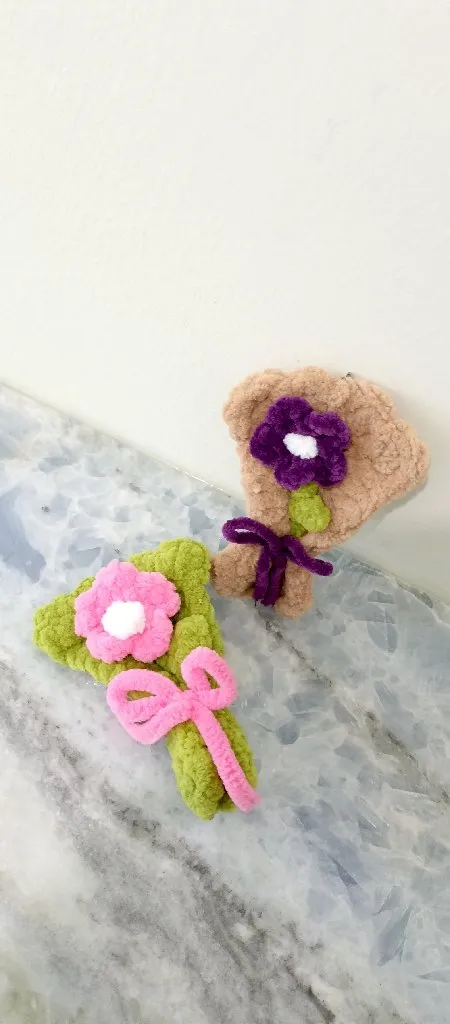 Peluş Çiçek Buketi Anahtarlık Seti - El Emeği Hediyelik