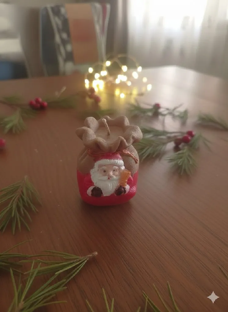 Yılbaşı Temalı El Yapımı Noel Baba Mum – Dekoratif ve Kokulu Yeni Yıl Hediyesi