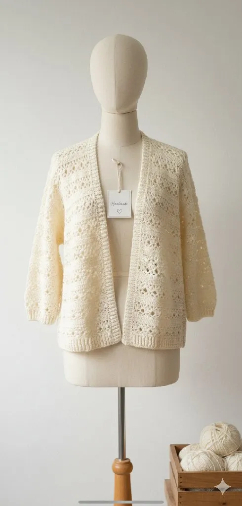 Tığ İşi Ajurlu Hırka