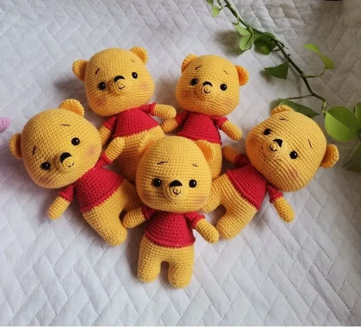 Sarı Ayıcık Figürlü Örgü Oyuncak Bebek - El Yapımı Amigurumi