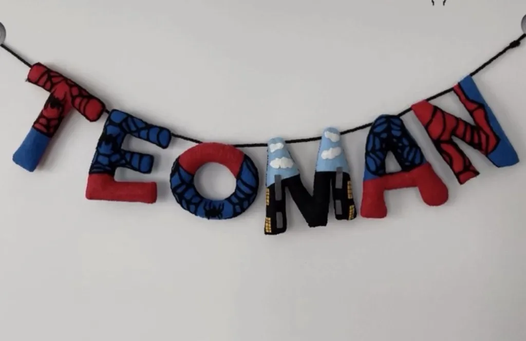 Örümcek Adam Temalı İsimlik Kapı Duvar Süsü - El Yapımı Dekoratif