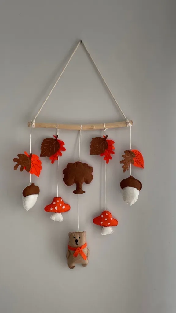 Keçe Sonbahar Temalı Bebek Odası Duvar Süsü - El Yapımı