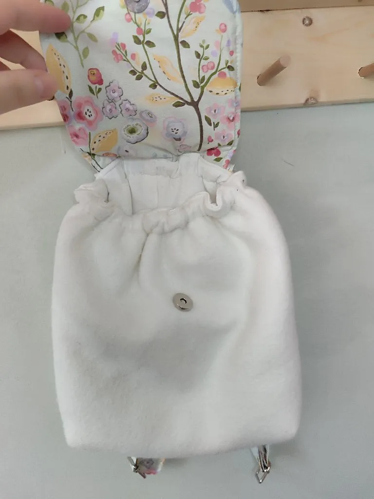 Krem Kaşe Kumaş Bahar Çiçekleri Desenli Çocuk Kreş Sırt Çantası