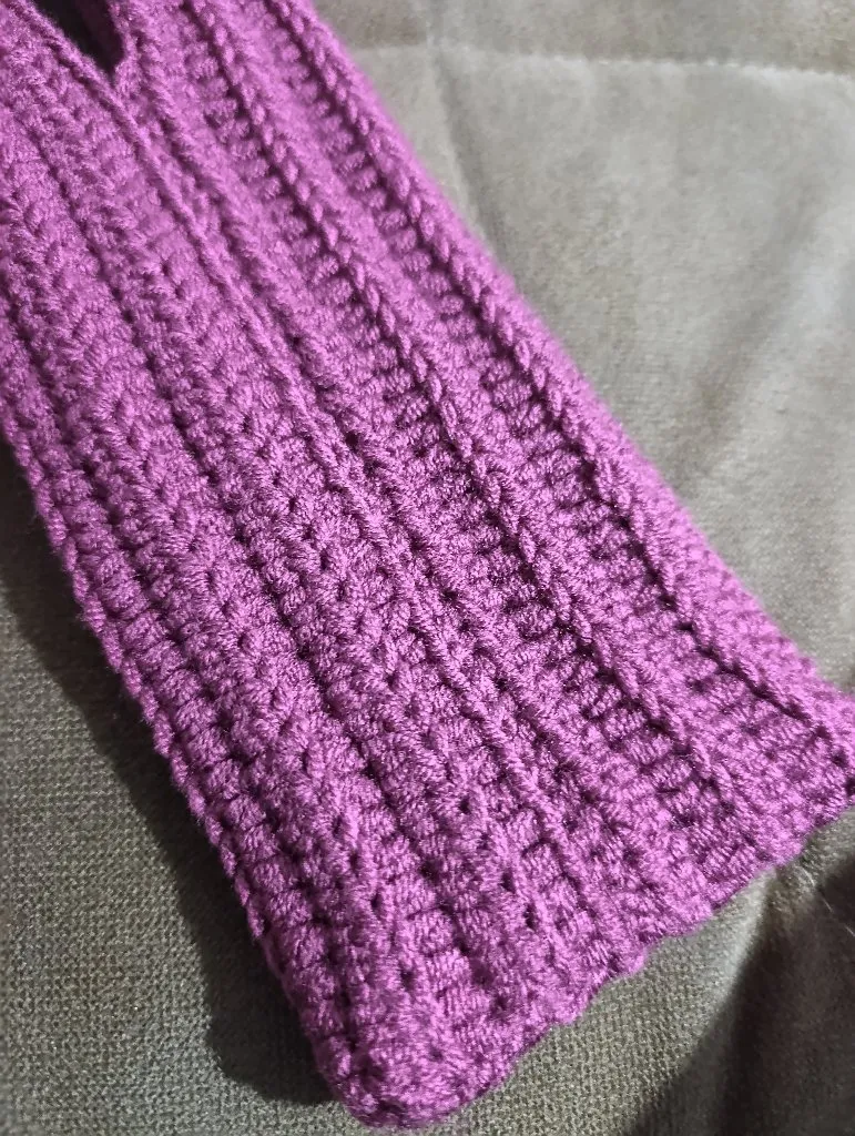 Mor Örgü Parmaksız Eldiven - Bileklik Model - El Emeği