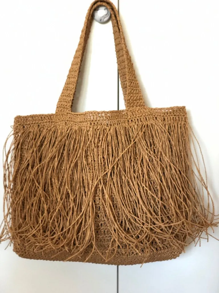 Kahverengi Hasır Plaj Çantası - Püsküllü Eskimo Model