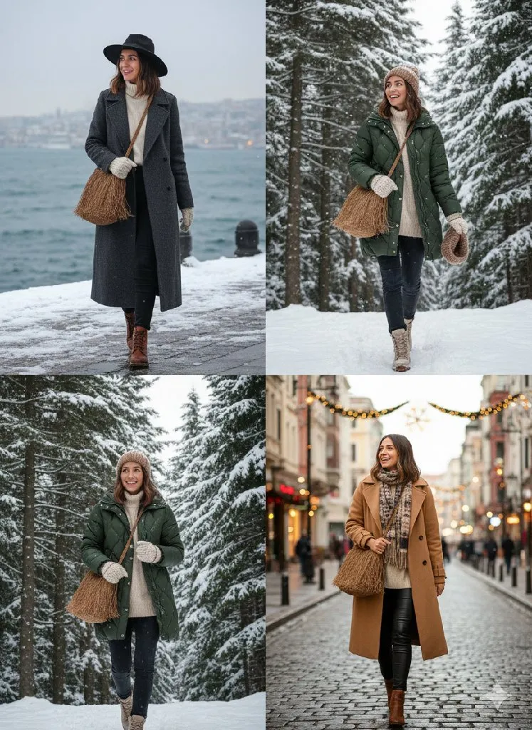 Kahverengi Hasır Plaj Çantası - Püsküllü Eskimo Model