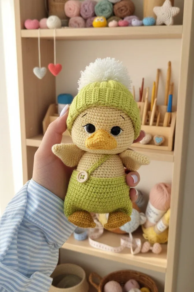 Sarı Ördek Amigurumi Oyuncak Bebek - 25 cm Organik Hediyelik