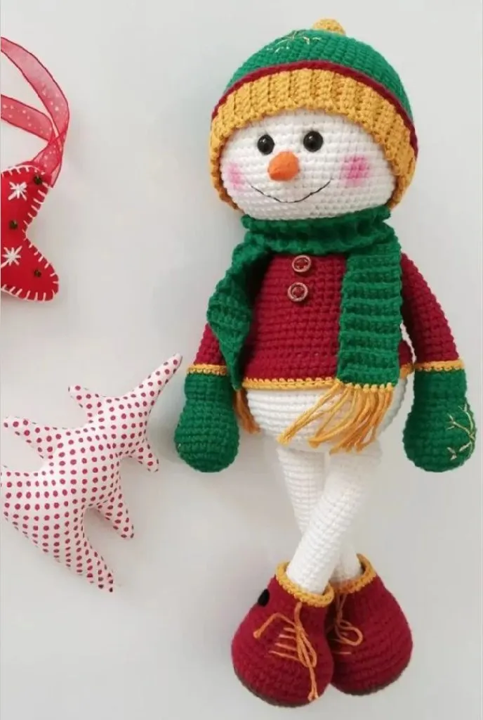 Örgü Kardan Adam Oyuncak - Yılbaşı ve Kış Temalı Dekoratif Bebek