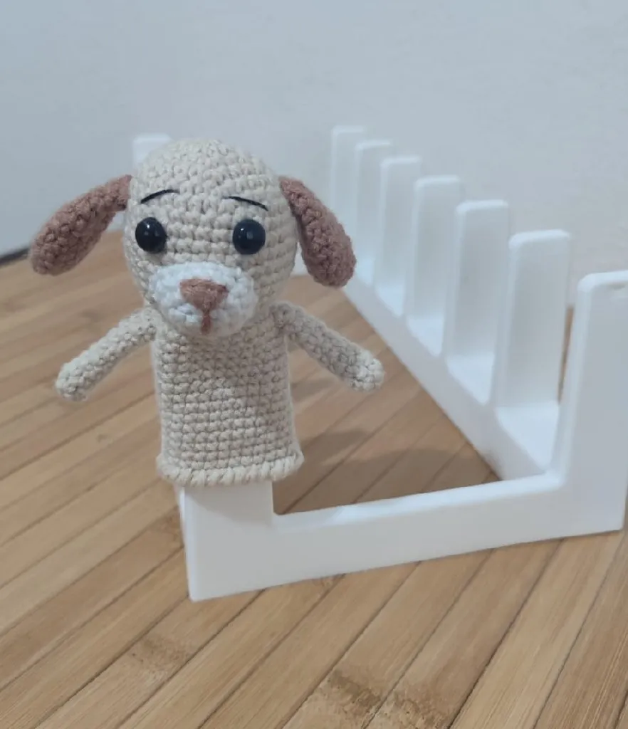 Örme Köpek Parmak Kukla - Pamuk İplikten El Yapımı Köpüş