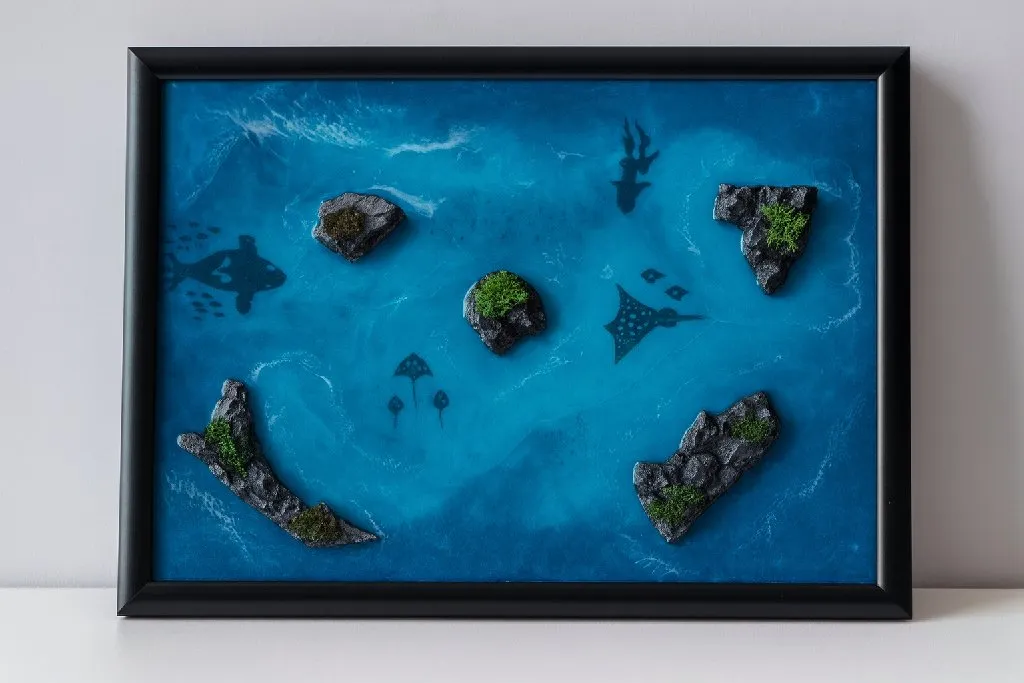 Okyanus Temalı Epoksi Tablo - 40x60cm Boyutunda El Yapımı