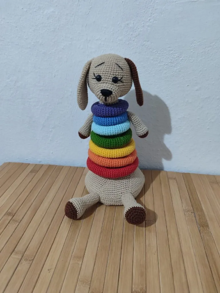 Eğitici Köpek Halkalı Oyuncak - 29 cm Boyutunda, El Emeği