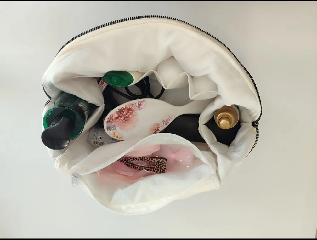 Yeşil Vintage Desenli Seyahat ve Makyaj Çantası - Kapitoneli, Çok Amaçlı Organizer