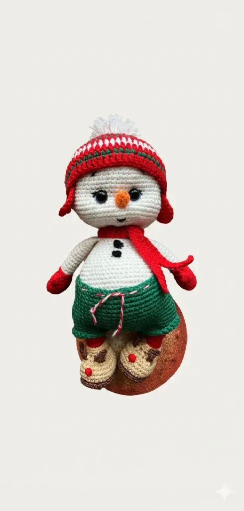 Örgü Kardan Adam Amigurumi Oyuncak - Yılbaşı Temalı Dekoratif