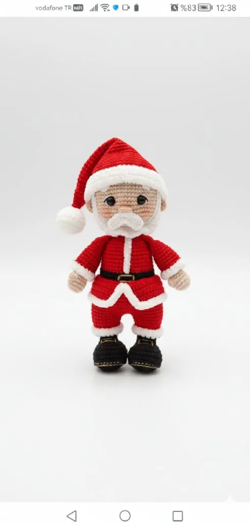 Kırmızı Tulumlu Örme Noel Baba Oyuncak Bebek (25-27cm) - El Emeği