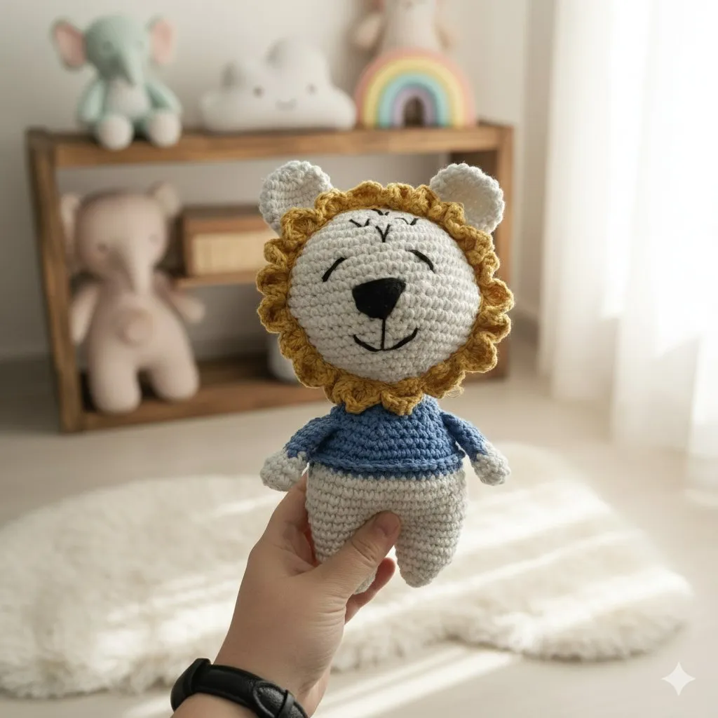 Örgü Erkek Aslancık Amigurumi Bebek Oyuncak - El Emeği