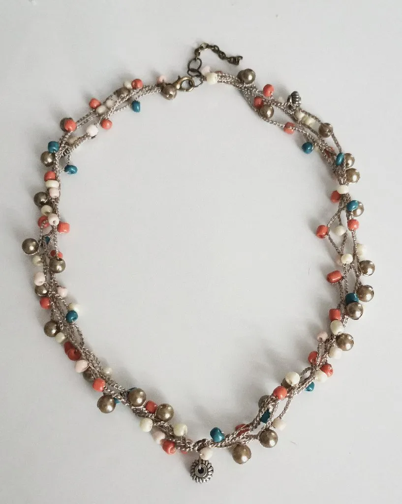 Renkli Boncuklu Tığ İşi Kolye - El Yapımı Özel Tasarım