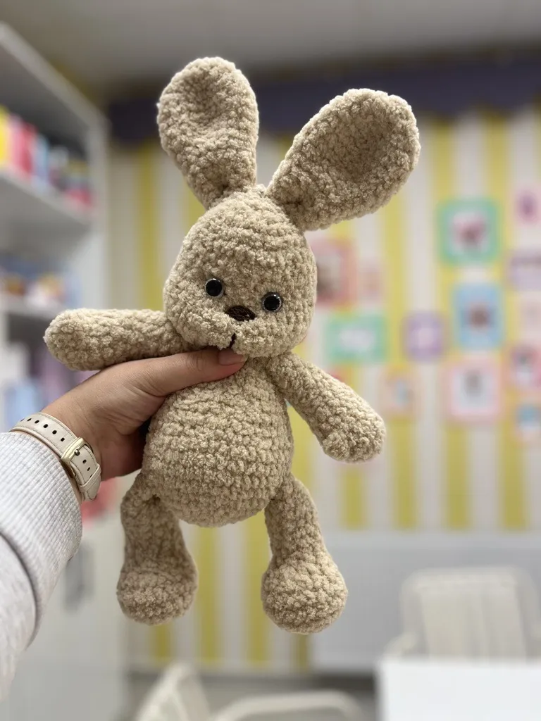 Krem Rengi Örgü Oyuncak Tavşan Bebek ve Çocuk Odası Dekorasyonu