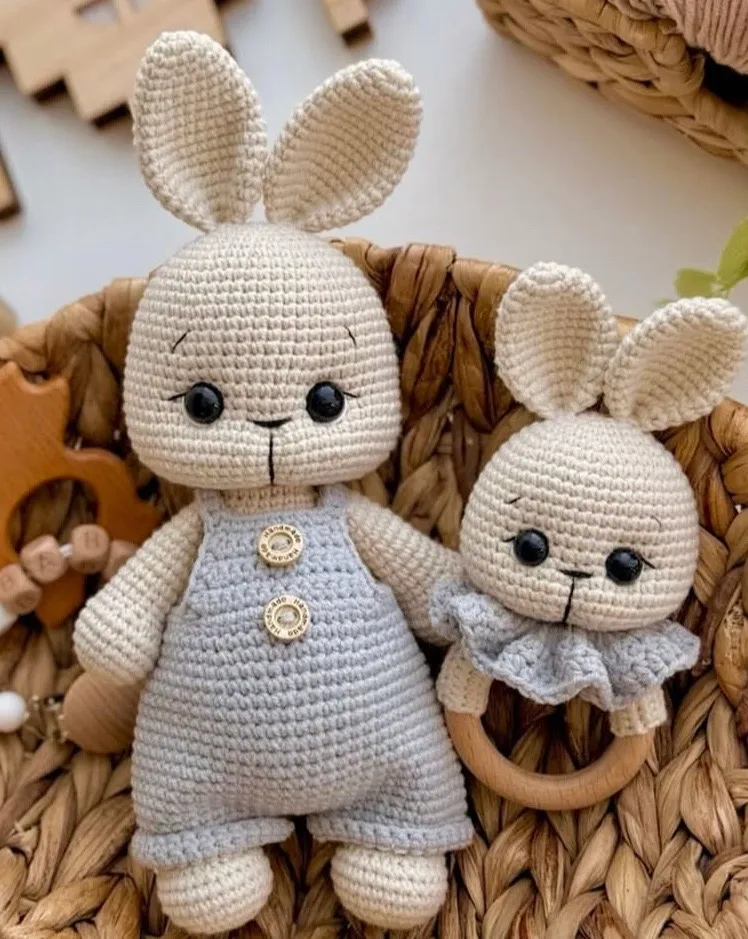 Örgü Tavşan Oyuncak ve Çıngırak 2'li Set - El Emeği Amigurumi