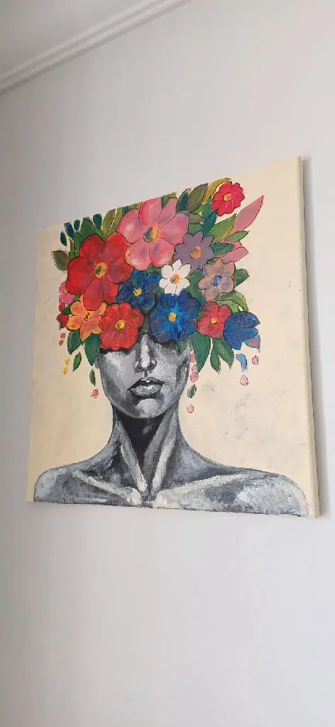 Içimdeki Çiçek, Canvas Tablo,El Yapımı Yağlı Boya Akrilik , Dekoratif Tablo