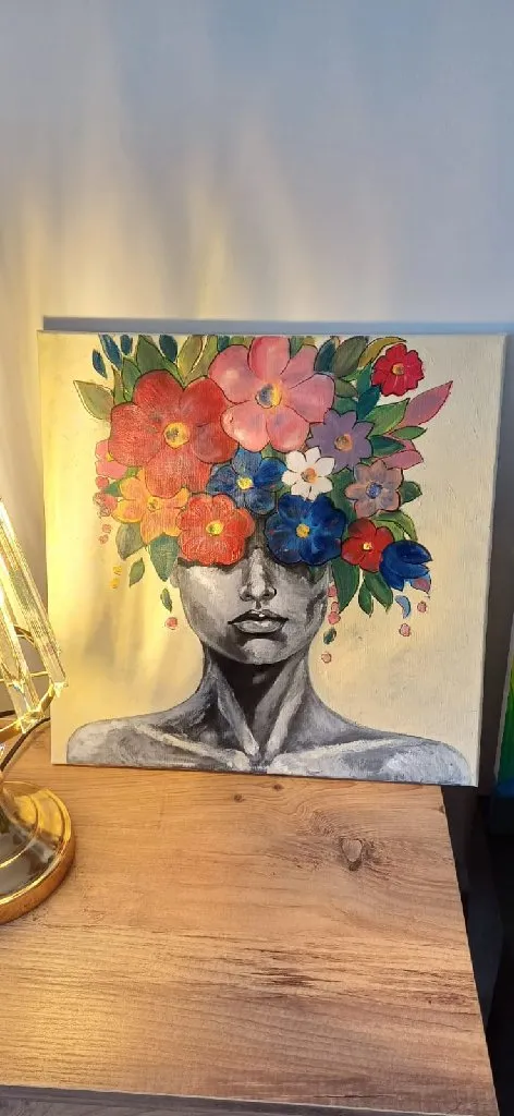 Içimdeki Çiçek, Canvas Tablo,El Yapımı Yağlı Boya Akrilik , Dekoratif Tablo