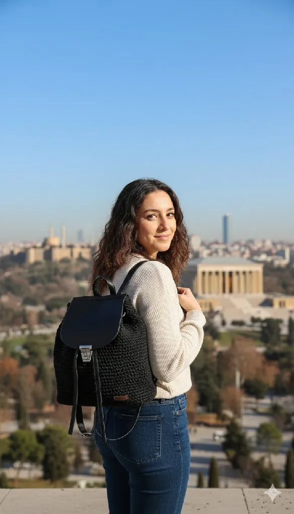 Siyah Kağıt İp Örgü Sırt Çantası - Astarlı, Şık ve Kullanışlı