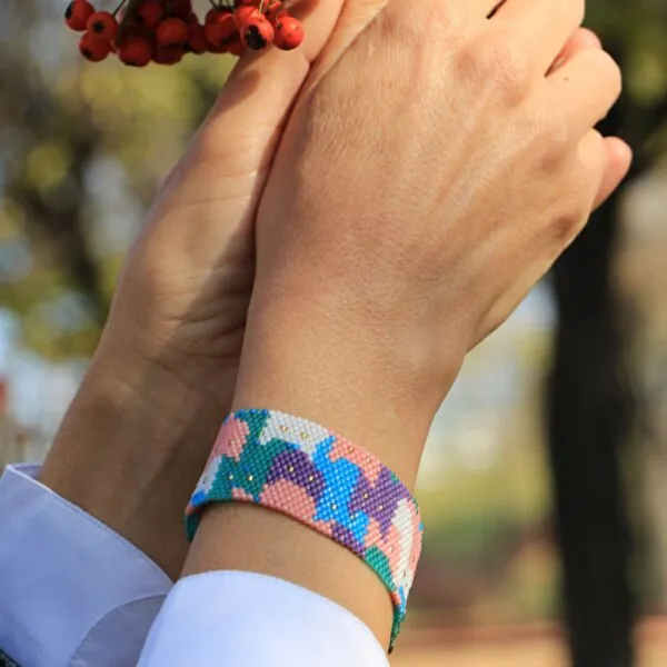 Çok Renkli Desenli Miyuki Boncuk Bileklik - El Emeği Tasarım