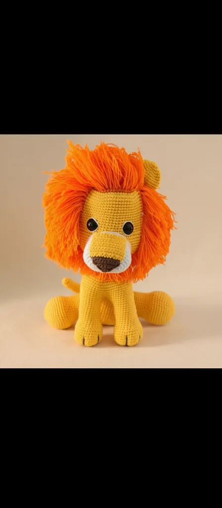 Sarı Renkli Örgü Aslan Oyuncak Bebek - Amigurumi El Emeği