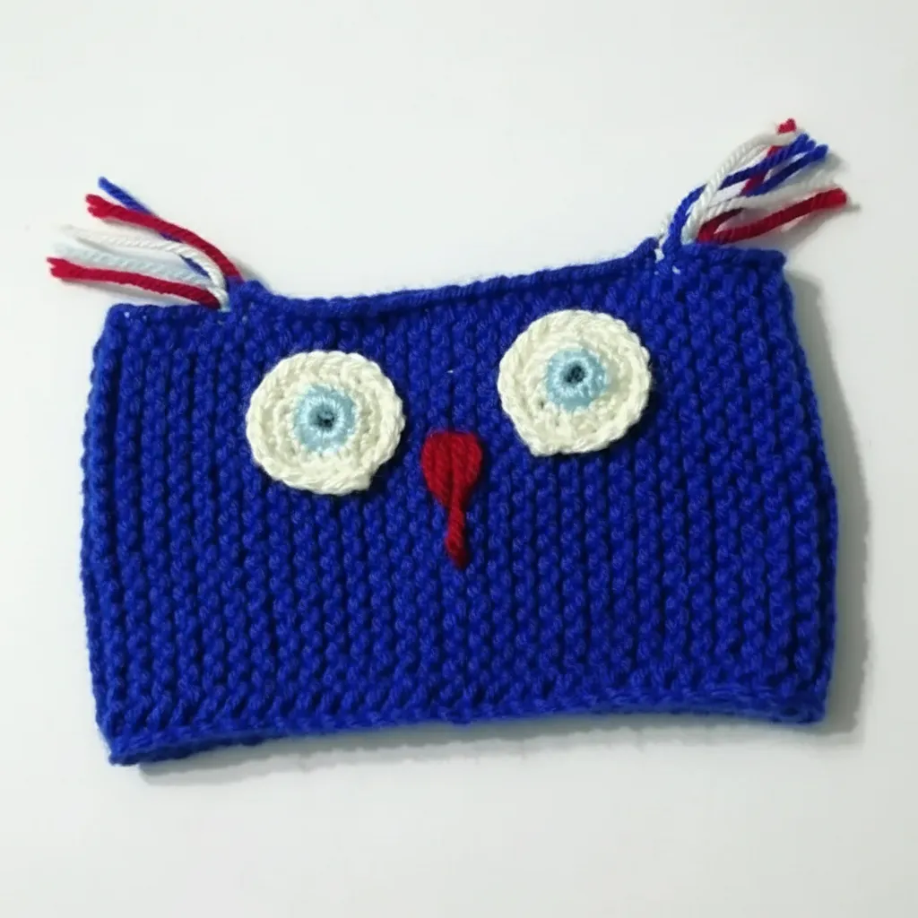 Lacivert Örgü Baykuş Model 3 Yaş Çocuk Bandana - El Emeği