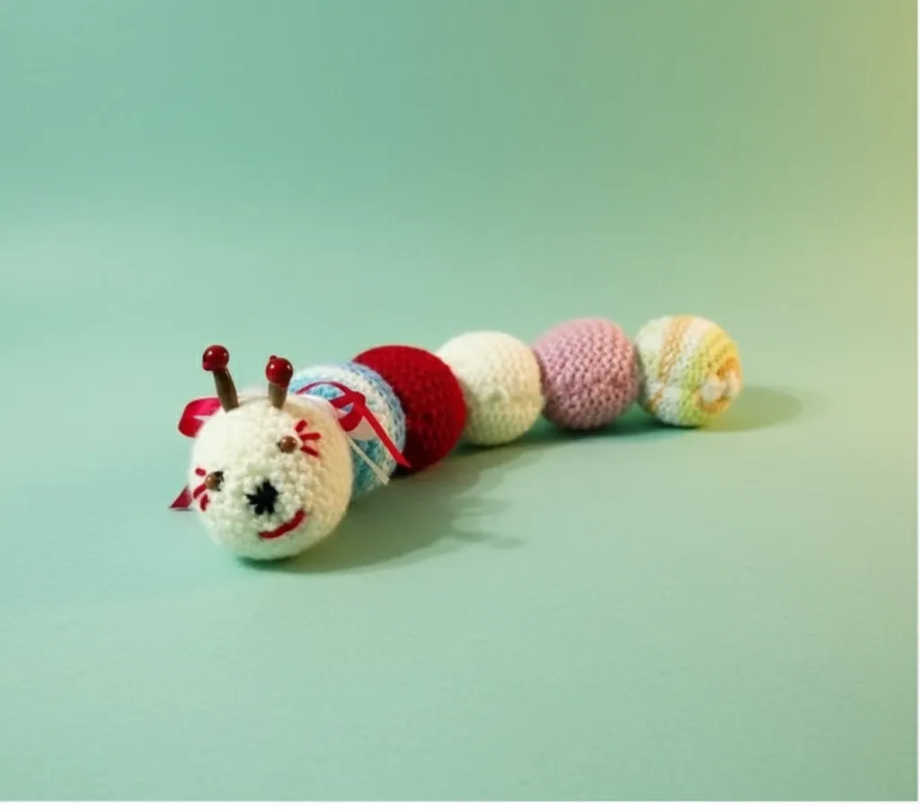 Çok Renkli Örgü Tırtıl Oyuncak Bebek ve Çocuk Odası Dekorasyonu