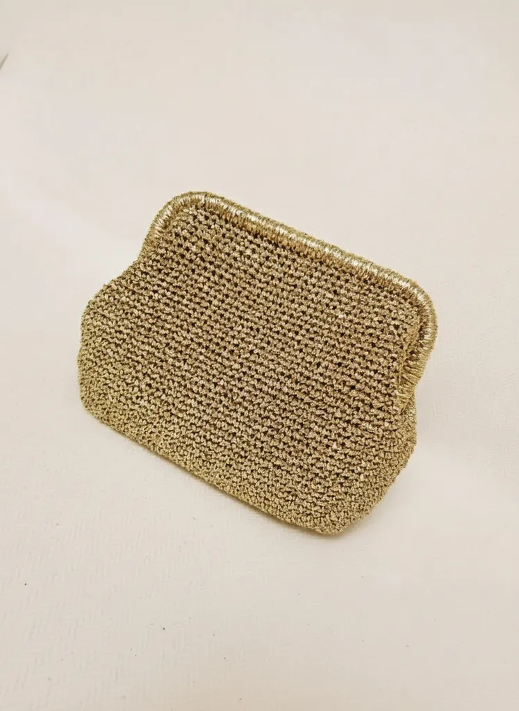 Metalik Kağıt İpten Örme Burslu Çanta - El Yapımı Şık Tasarım